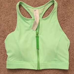 Fabletics Mint Green Front-Zip High Neck Swim Top